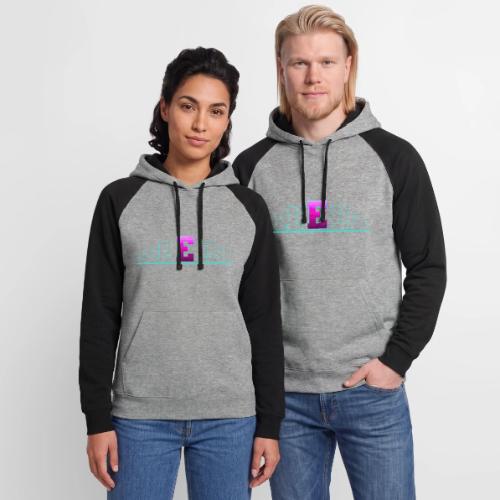 Letter E – Capital Varsity Alphabet Monogram - Unisex Colorblock Hoodie