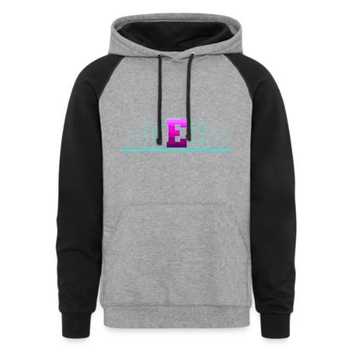 Letter E – Capital Varsity Alphabet Monogram - Unisex Colorblock Hoodie
