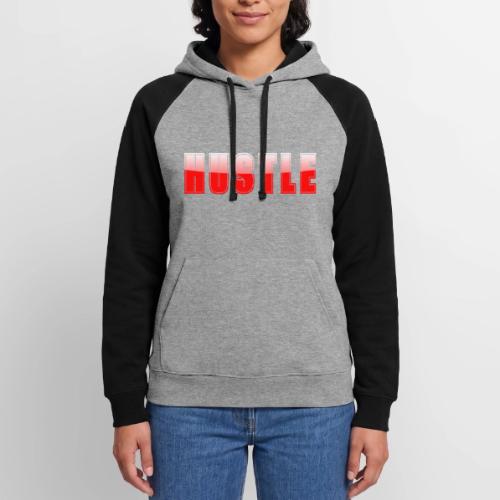 HUSTLE Bold Red Motivational Typography Design - Unisex Colorblock Hoodie