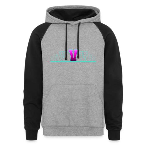 Letter V – Capital Varsity Alphabet Monogram - Unisex Colorblock Hoodie