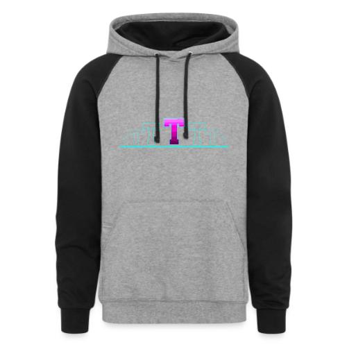 Letter T – Capital Varsity Alphabet Monogram - Unisex Colorblock Hoodie