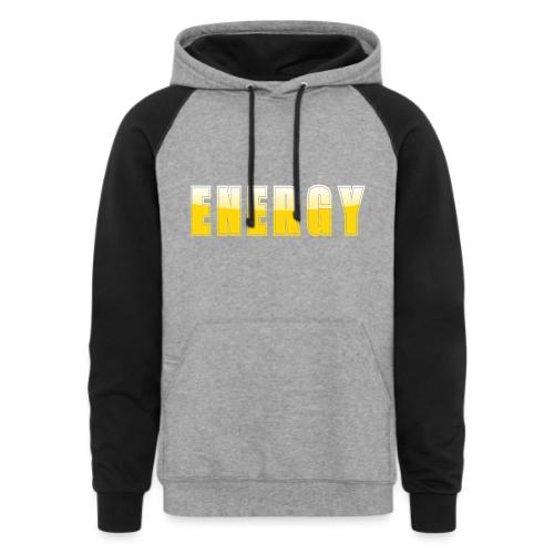 ENERGY Electric Yellow Power Word Design - Unisex Colorblock Hoodie