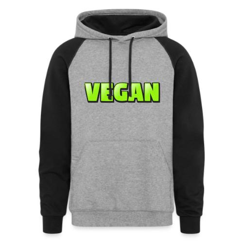 Vegan Bold Green Typography Design - Unisex Colorblock Hoodie
