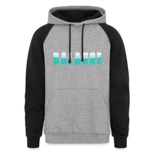BALANCE Calm Teal Minimal Word Art Design - Unisex Colorblock Hoodie