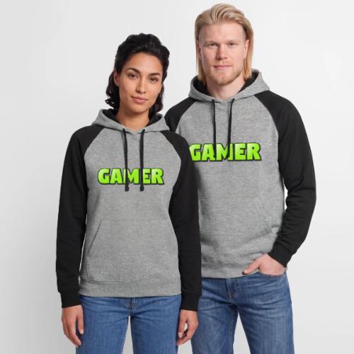 Gamer Neon Green Gaming Logo Design - Unisex Colorblock Hoodie