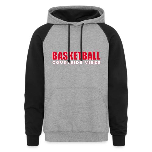 Courtside Vibes Basketball Typography Design - Unisex Colorblock Hoodie