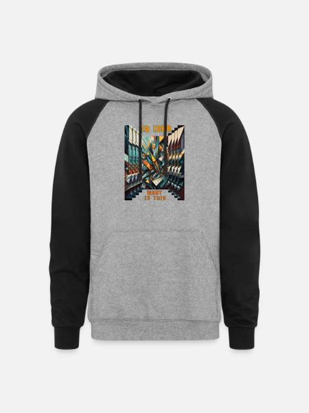 Abstract mirrored figure - Unisex Colorblock Hoodie - heather gray/black