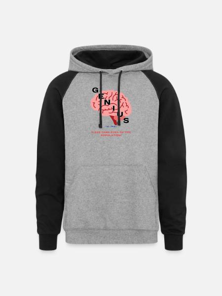 IQ 145plus Genius - Intelligence Quotient - Unisex Colorblock Hoodie - heather gray/black