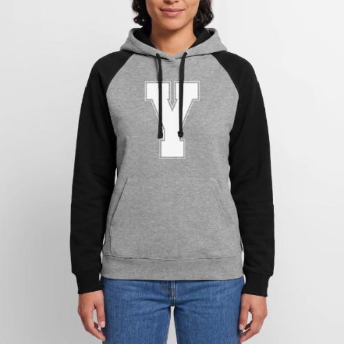 White Letter Y – Varsity Alphabet Monogram - Unisex Colorblock Hoodie