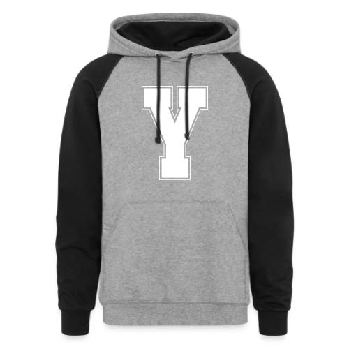 White Letter Y – Varsity Alphabet Monogram - Unisex Colorblock Hoodie