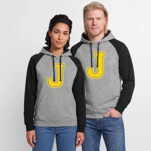 Letter J – Capital Athletic Alphabet Monogram - Unisex Colorblock Hoodie