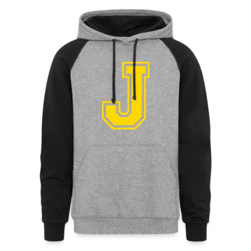Letter J – Capital Athletic Alphabet Monogram - Unisex Colorblock Hoodie