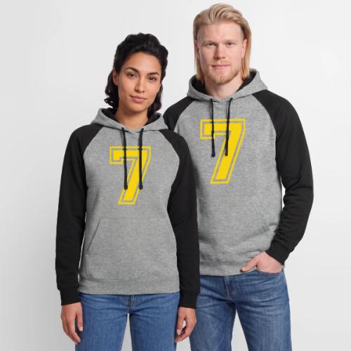Number 7 in a classic athletic collegiate font - Unisex Colorblock Hoodie