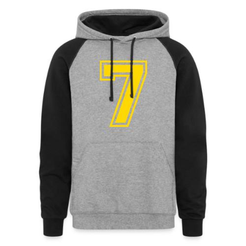 Number 7 in a classic athletic collegiate font - Unisex Colorblock Hoodie
