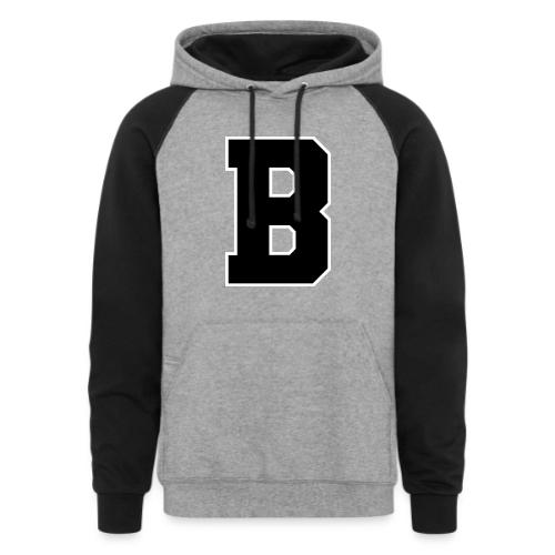 Varsity Letter B Athletic Alphabet Graphic - Unisex Colorblock Hoodie