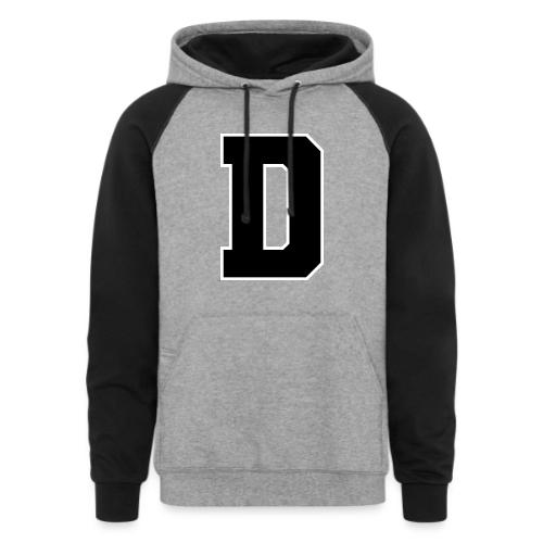Varsity Letter D Athletic Alphabet Design - Unisex Colorblock Hoodie