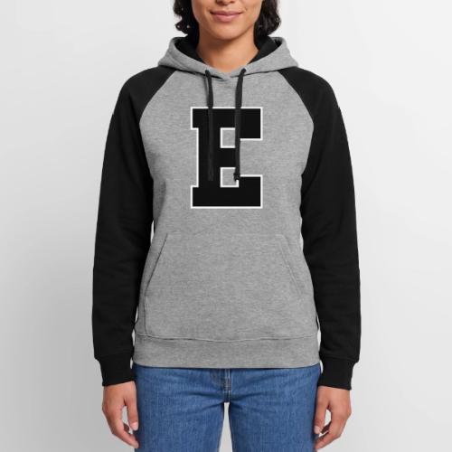 Varsity Letter E Collegiate Font Graphic - Unisex Colorblock Hoodie