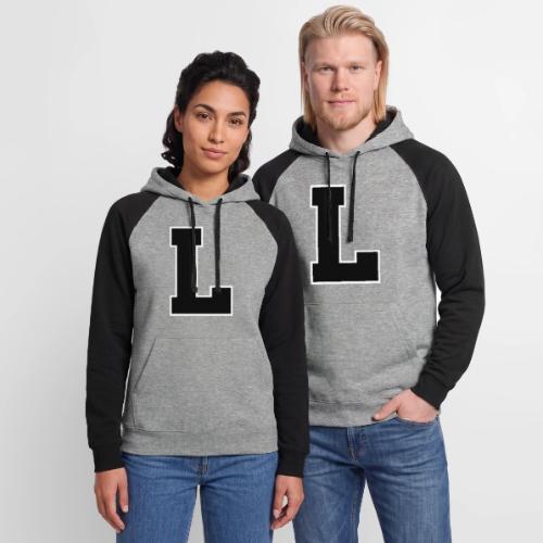 Varsity Letter L Athletic Monogram - Unisex Colorblock Hoodie