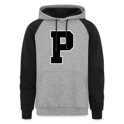 Varsity Letter P Athletic Alphabet Design - Unisex Colorblock Hoodie