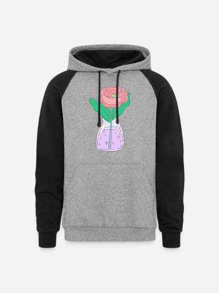 Rose With A Surprise - Unisex Colorblock Hoodie - heather gray/black