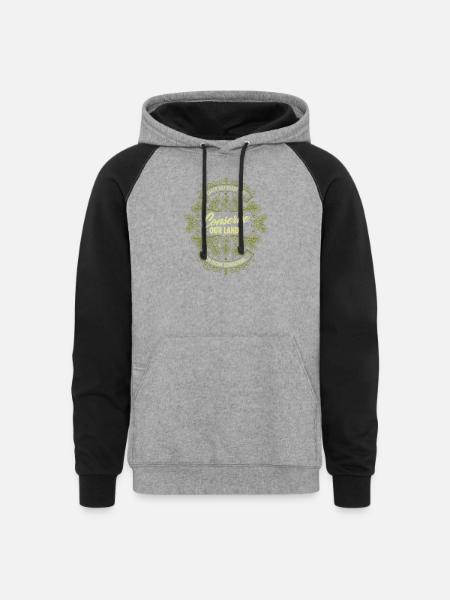 Conserve Our Lands - Unisex Colorblock Hoodie - heather gray/black