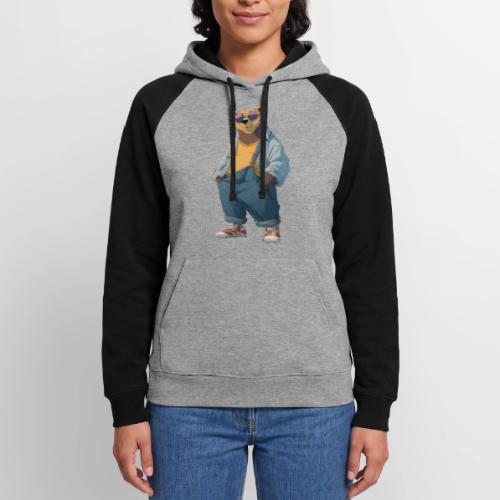Fashion Streetwear Bear Cartoon Art - Unisex Colorblock Hoodie