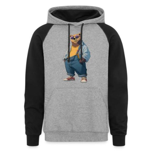 Fashion Streetwear Bear Cartoon Art - Unisex Colorblock Hoodie