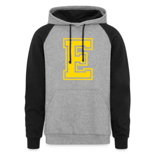 Letter E – Capital Athletic Alphabet Monogram - Unisex Colorblock Hoodie