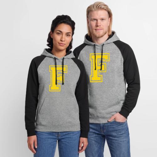 Letter F – Capital Athletic Alphabet Monogram - Unisex Colorblock Hoodie
