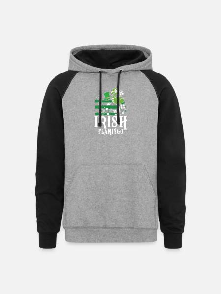 Irish flamingo - Unisex Colorblock Hoodie - heather gray/black