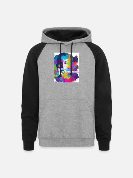 silence speaks - Unisex Colorblock Hoodie - heather gray/black
