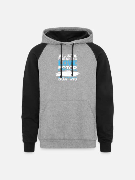 Motorboat Love Motor Boating - Unisex Colorblock Hoodie - heather gray/black