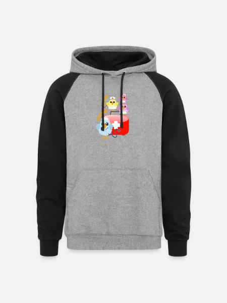 doctors_birds_medical_bag - Unisex Colorblock Hoodie - heather gray/black
