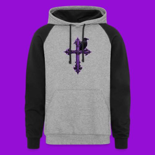 Gothix Raven Cross - Unisex Colorblock Hoodie