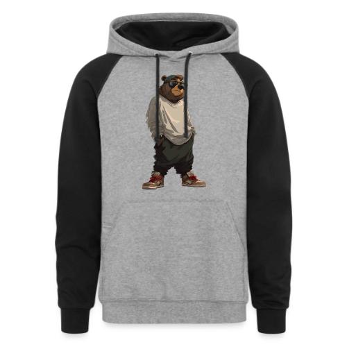 Urban Streetwear Bear Cool Apparel Design - Unisex Colorblock Hoodie
