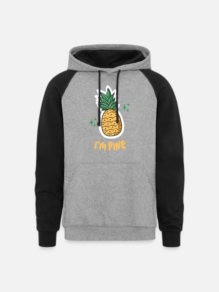 I'M PINE - Unisex Colorblock Hoodie - heather gray/black