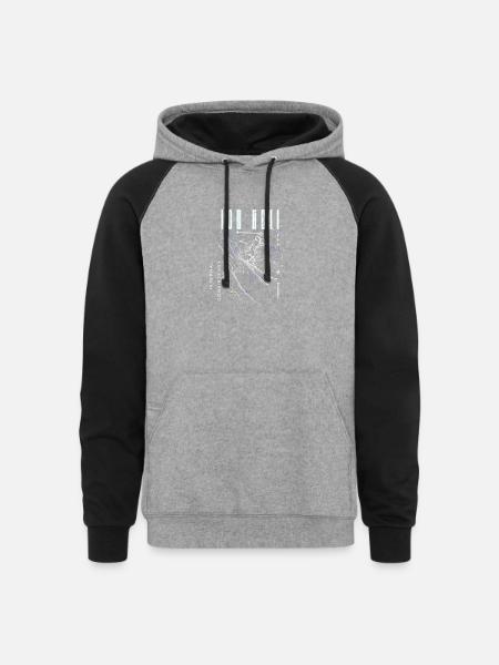 Neon Lightning Skeleton Circuit - Unisex Colorblock Hoodie - heather gray/black