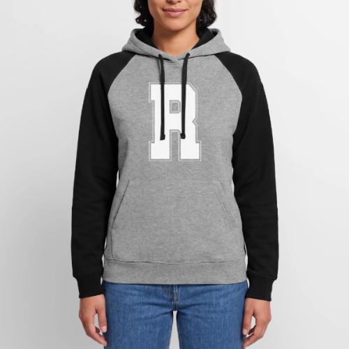 White Letter R – Varsity Alphabet Monogram - Unisex Colorblock Hoodie