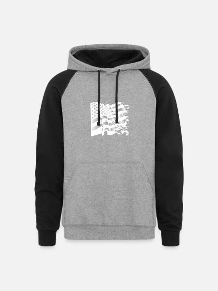 Usa Flagge Tattoo Style - Unisex Colorblock Hoodie - heather gray/black