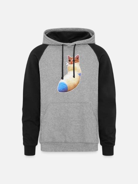 sadcat sock meme funny - Unisex Colorblock Hoodie - heather gray/black