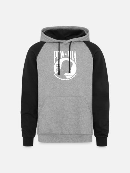 POW MIA Never Forget - Unisex Colorblock Hoodie - heather gray/black