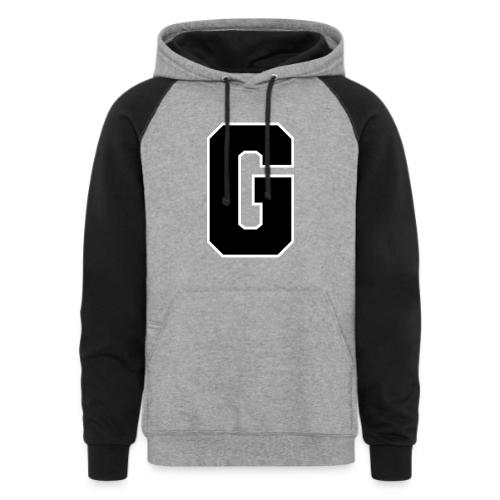 Varsity Letter G Collegiate Alphabet Art - Unisex Colorblock Hoodie