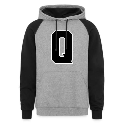 Varsity Letter Q Collegiate Font Graphic - Unisex Colorblock Hoodie