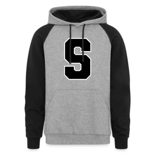 Varsity Letter S Collegiate Alphabet Art - Unisex Colorblock Hoodie