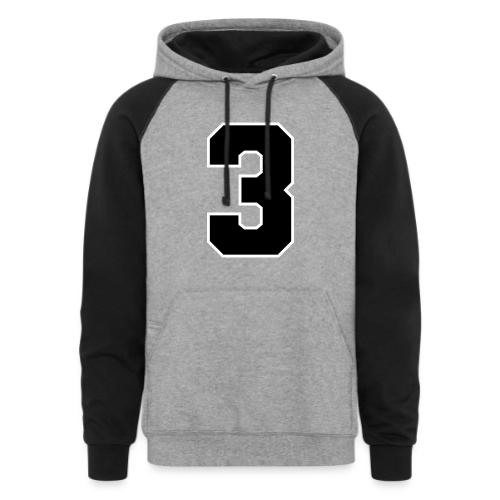 Varsity Number 3 Athletic Font - Unisex Colorblock Hoodie
