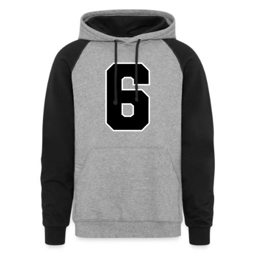 Varsity Number 6 Sports Font - Unisex Colorblock Hoodie