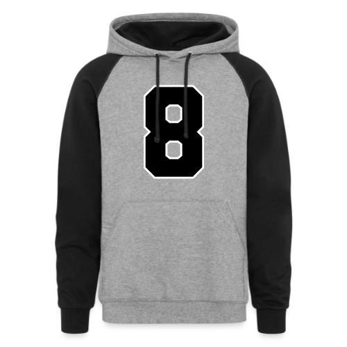 Varsity Number 8 College Style - Unisex Colorblock Hoodie