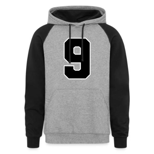 Varsity Number 9 Athletic Font - Unisex Colorblock Hoodie