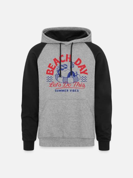 Minions Phil Beach Day Summer Vibes - Unisex Colorblock Hoodie - heather gray/black