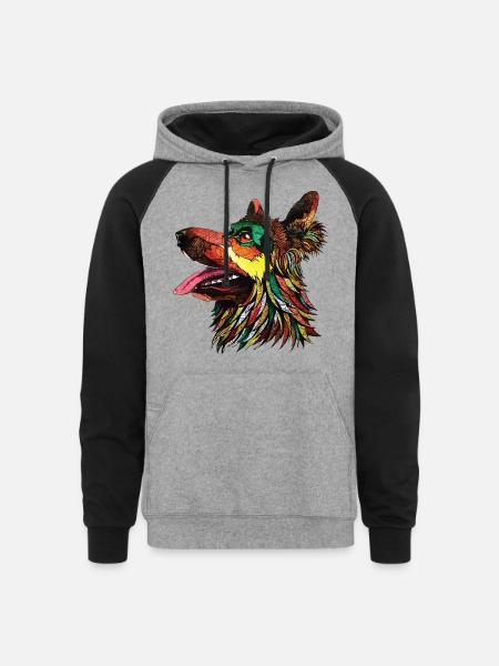 German Shepherd Dog - Unisex Colorblock Hoodie - heather gray/black